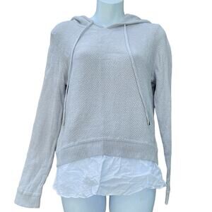 I.N.C. Knitted gray pullover hoodie with bottom shirt detail